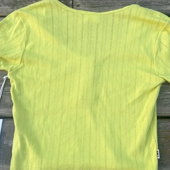 NWT OBEY Alina Pointelle Top, Size L Color Lime Urban Outfitters - Picture 16 of 16
